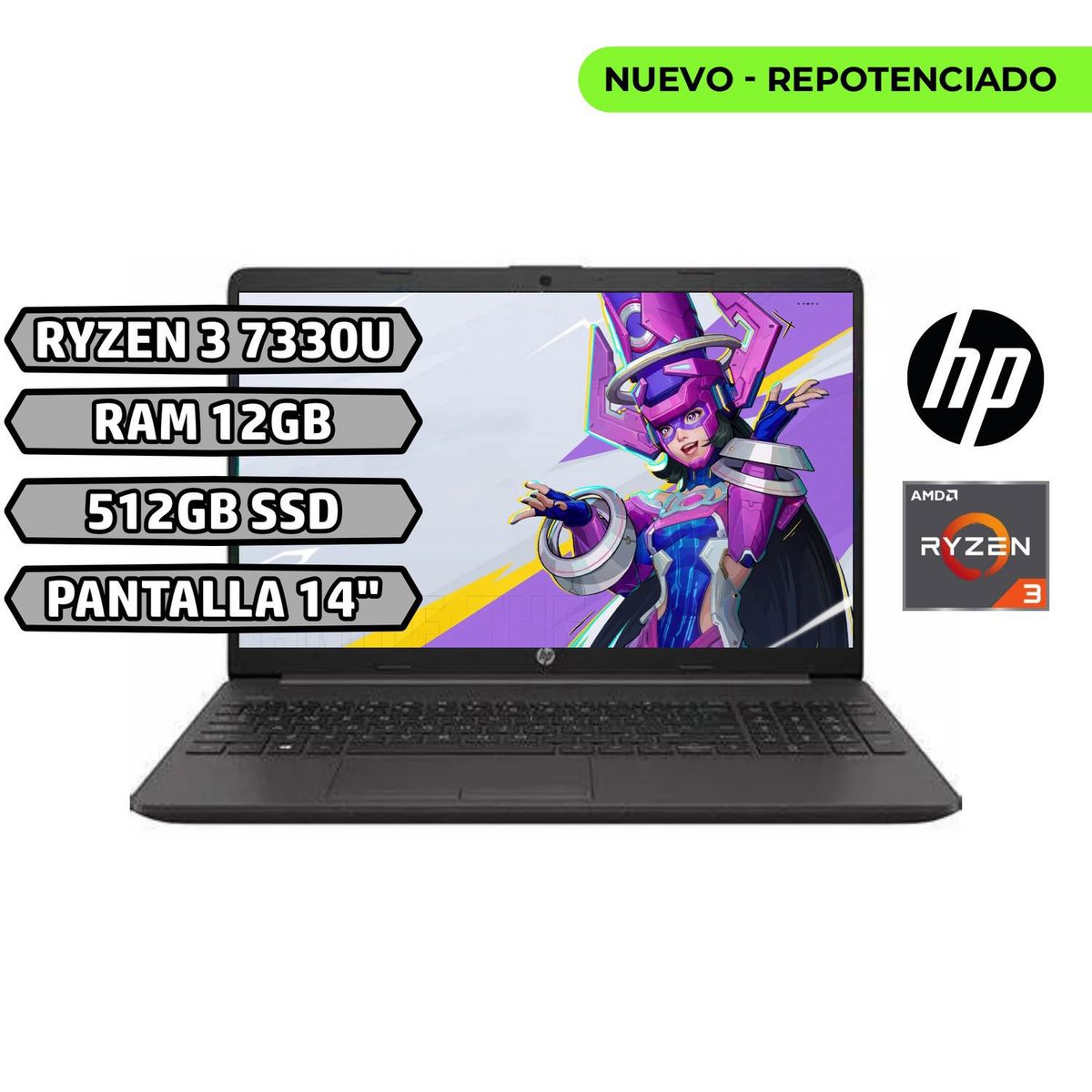 HP - Portátil Hp 245 G10 Intel Ryzen 3 7330U 12Gb 512Gb Hd 14 Pulgadas