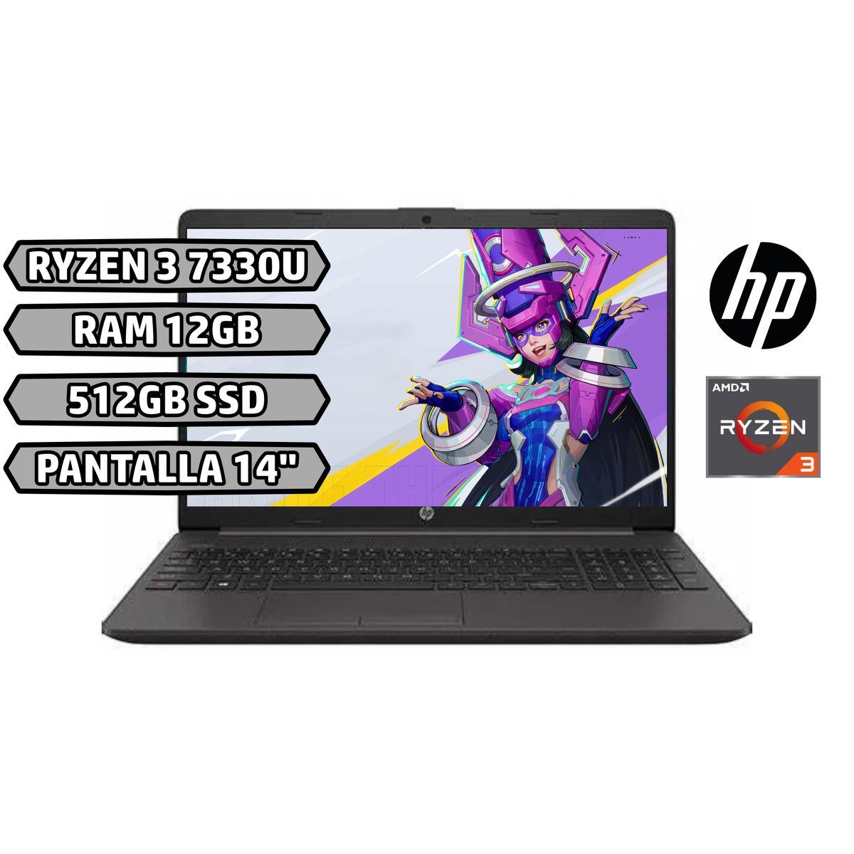 HP - Portátil Hp 245 G10 Intel Ryzen 3 7330U 12Gb 512Gb Hd 14 Pulgadas