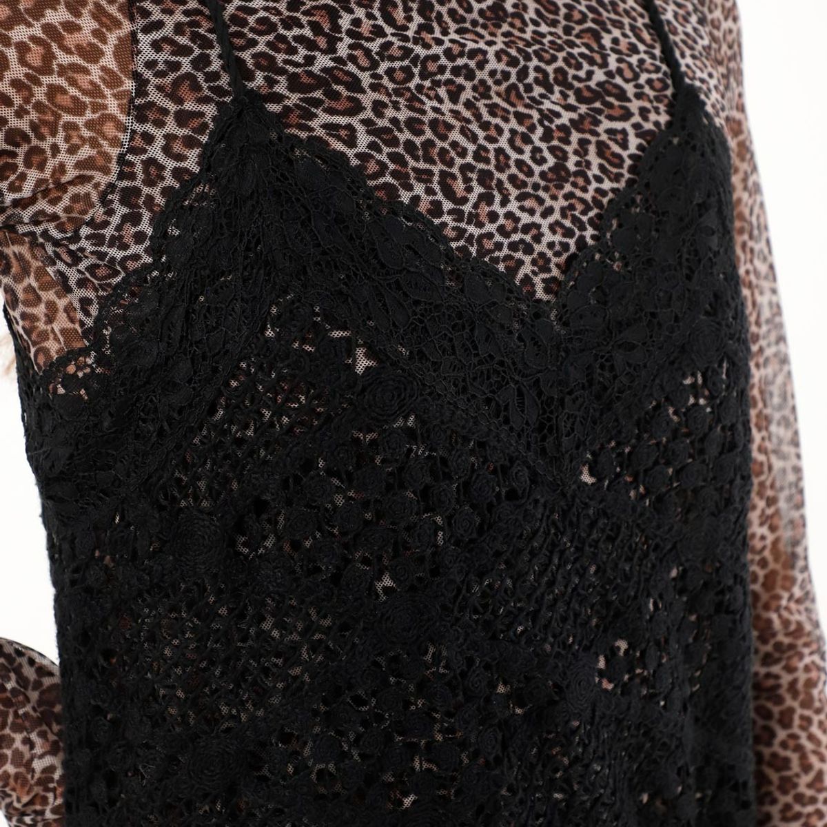 TENNIS - Vestido negro en encaje de tiras para mujer