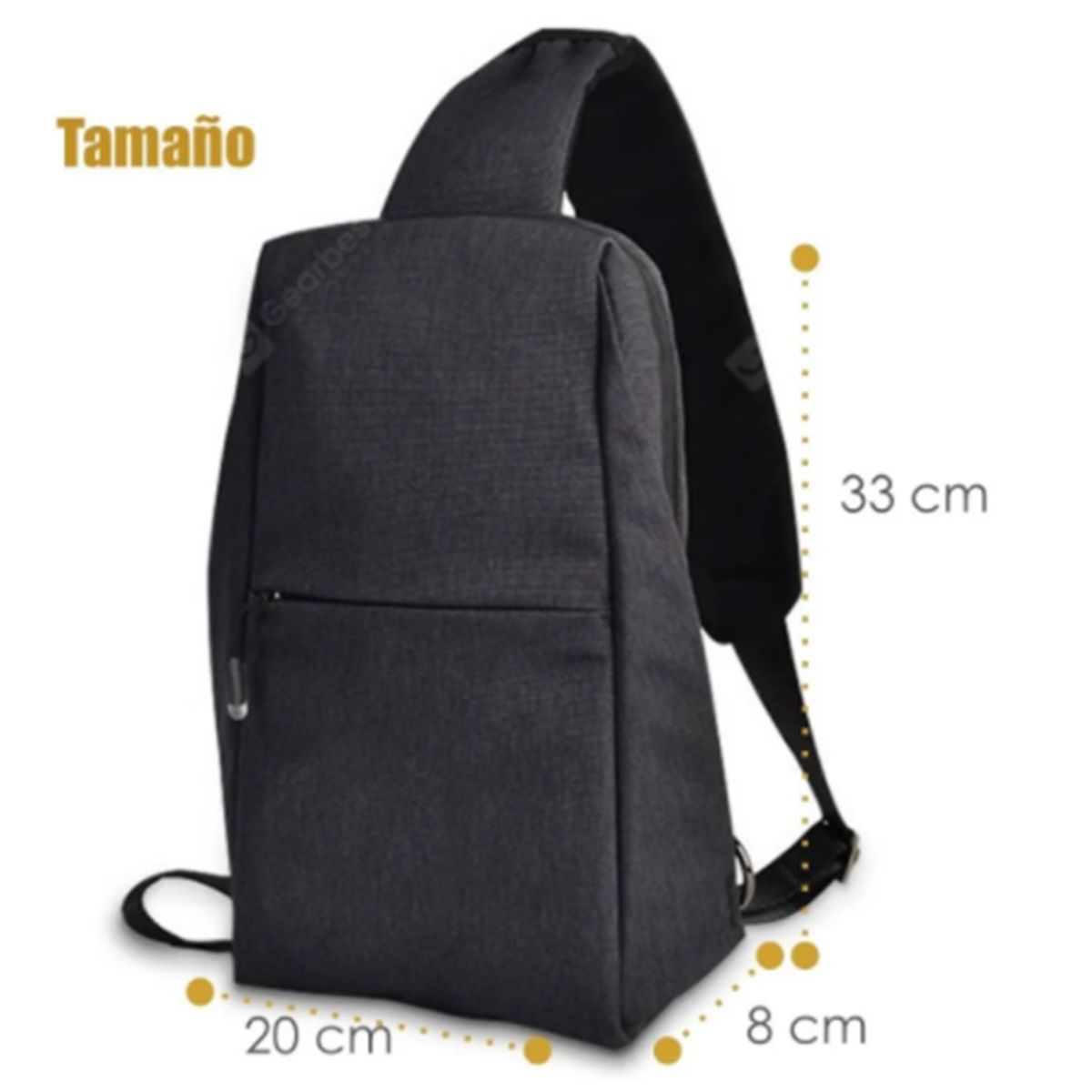 GENERAL - Mochila Bolso Sling C-118 Antirrobo Oculta Hombre Mujer Negro