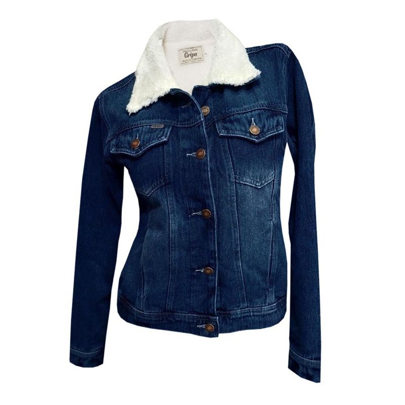 MODA EN CIRCUITO - Chaqueta de Jean Forrada en Ovejero Para Mujer AZUL OSCURO