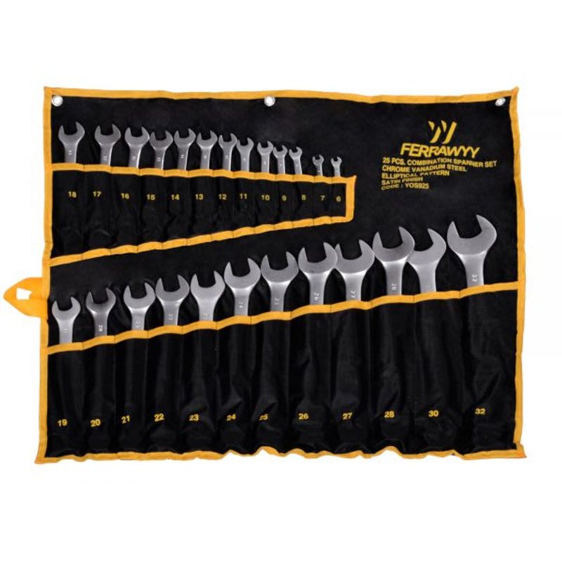 UYUSTOOLS - Juego De Llaves Mixtas 25 Piezas Chrome Vanadium Ferrawy