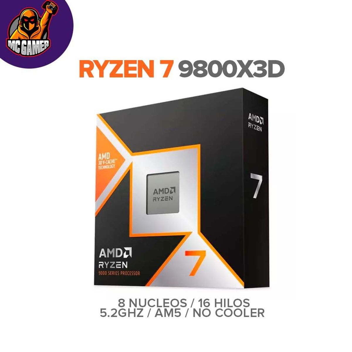 AMD - PROCESADOR AMD RYZEN 7 9800X3D/ 8 NUCLEOS / 16 HILOS 5.2GHZ / AM5