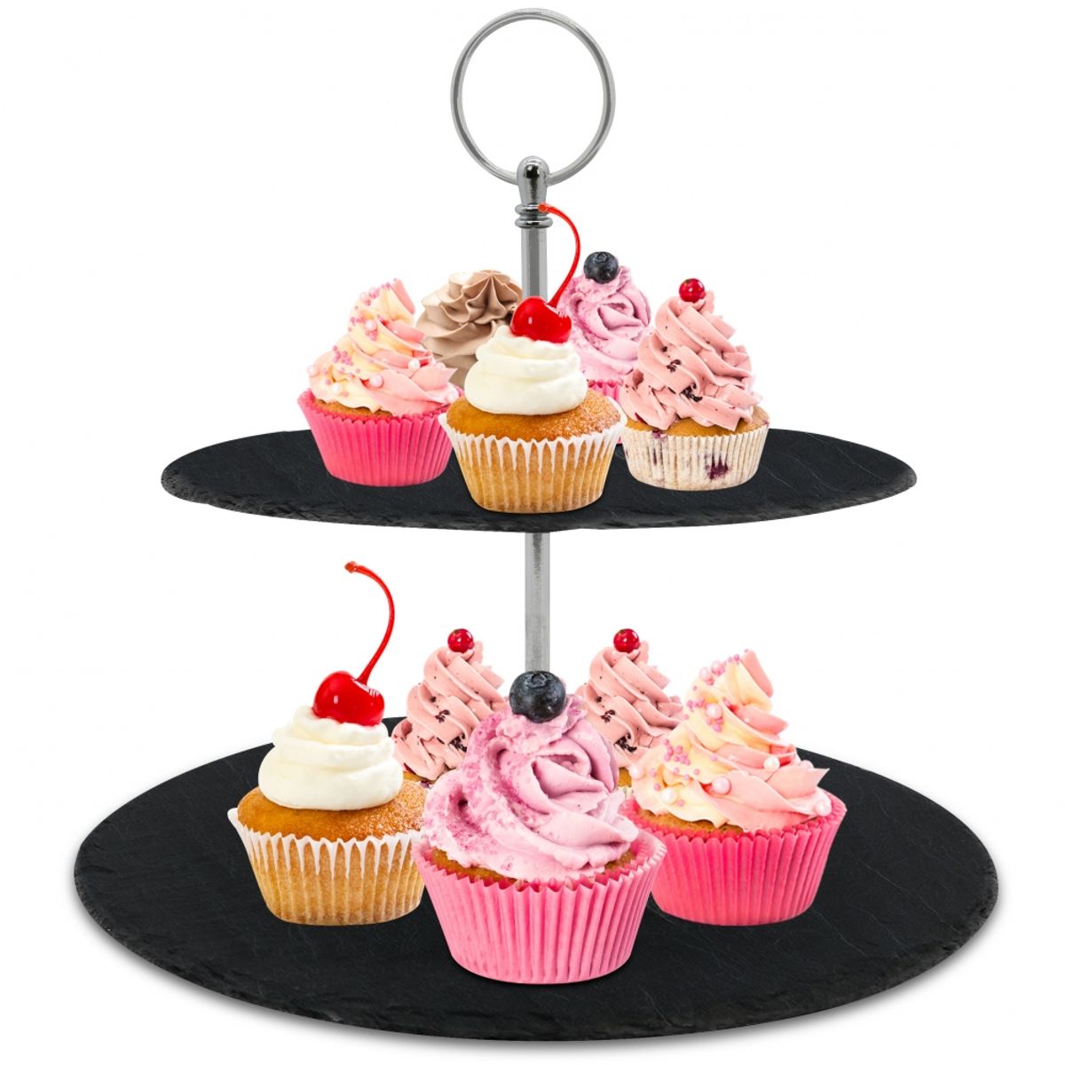 NUTRICHEF - Soporte para pasteles 2 niveles negro NUTRICHEF PKCKSTD10