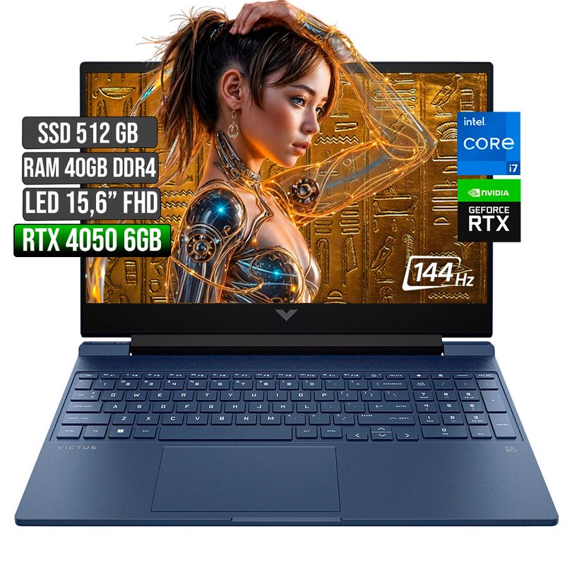 HP - HP VICTUS INTEL CORE I7-12650H RTX 4050 6GB SSD 512GB RAM 40GB LED 15,6" FHD 144Hz