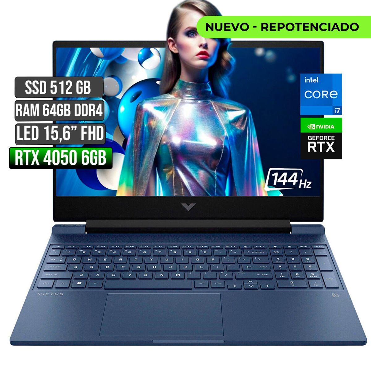 HP - Portátil Gamer HP Victus Intel Core I7 RTX 4050 6GB 15.6" 64GB RAM