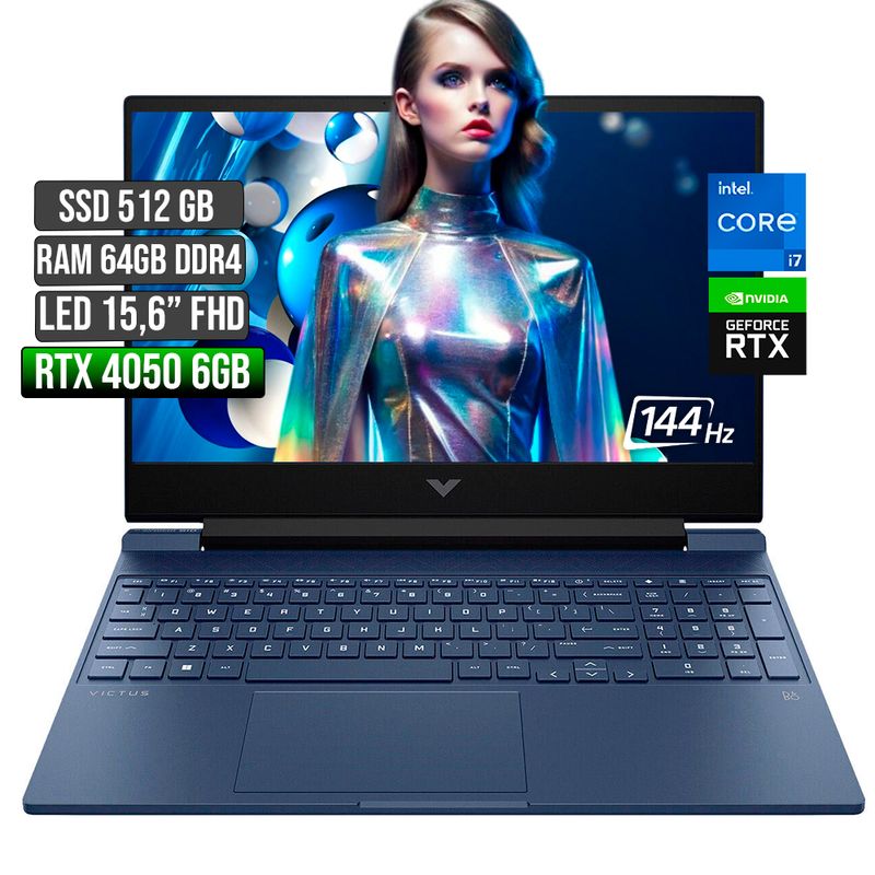 HP - Portátil Gamer HP Victus Intel Core I7 RTX 4050 6GB 15.6" 64GB RAM