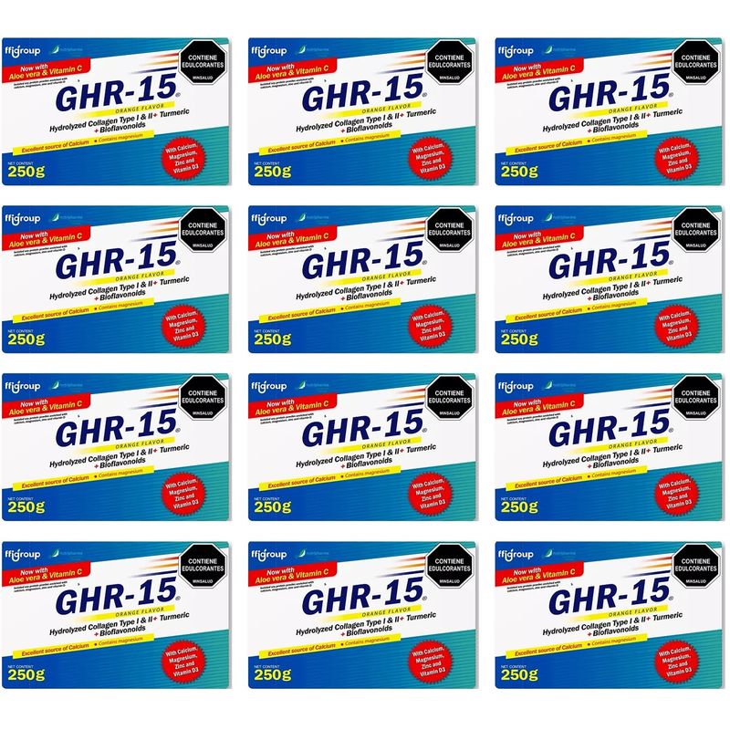 GENERICO - GHR 15 COLAGENO HIDROLIZADO CURCUMA 12 CAJAS C/U 25 SOBRES
