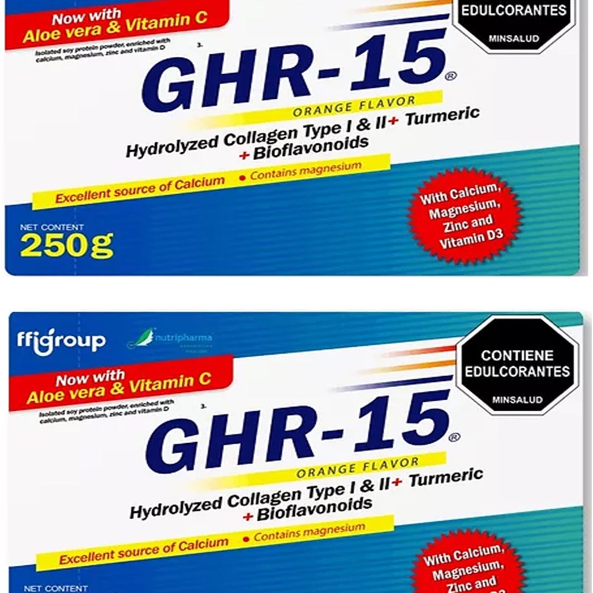 GENERICO - GHR 15 COLAGENO HIDROLIZADO CURCUMA 2 CAJAS C/U 25 SOBRES