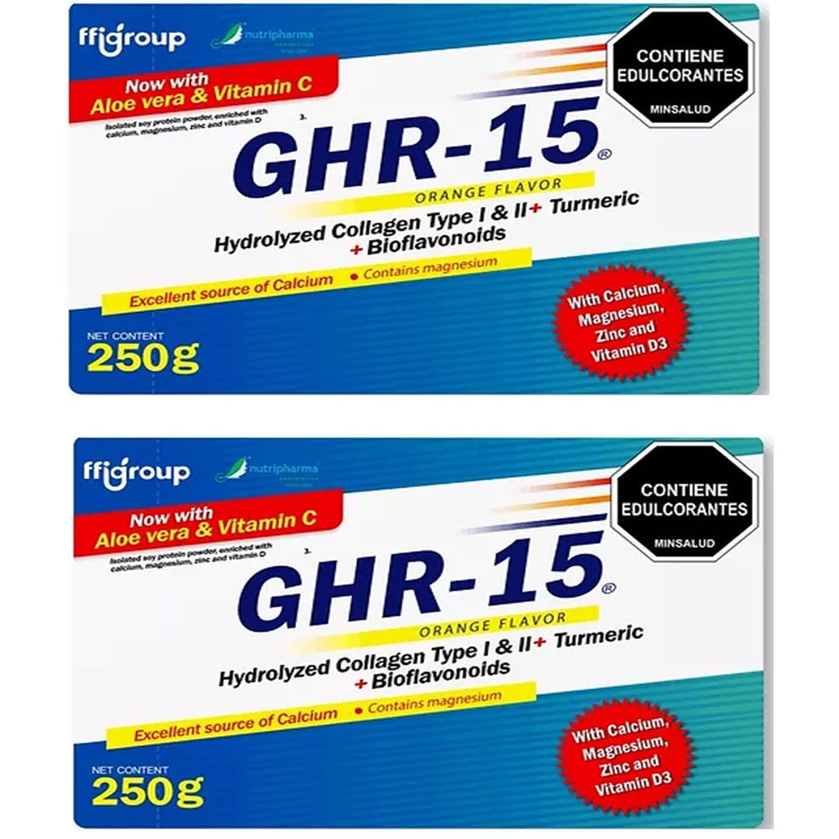 GENERICO - GHR 15 COLAGENO HIDROLIZADO CURCUMA 2 CAJAS C/U 25 SOBRES