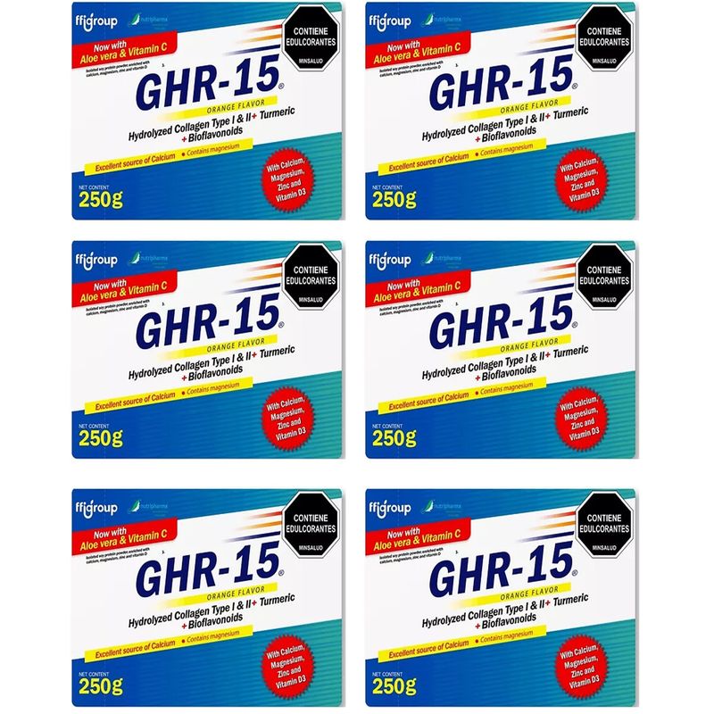 GENERICO - GHR 15 COLAGENO HIDROLIZADO CURCUMA 6 CAJAS C/U 25 SOBRES