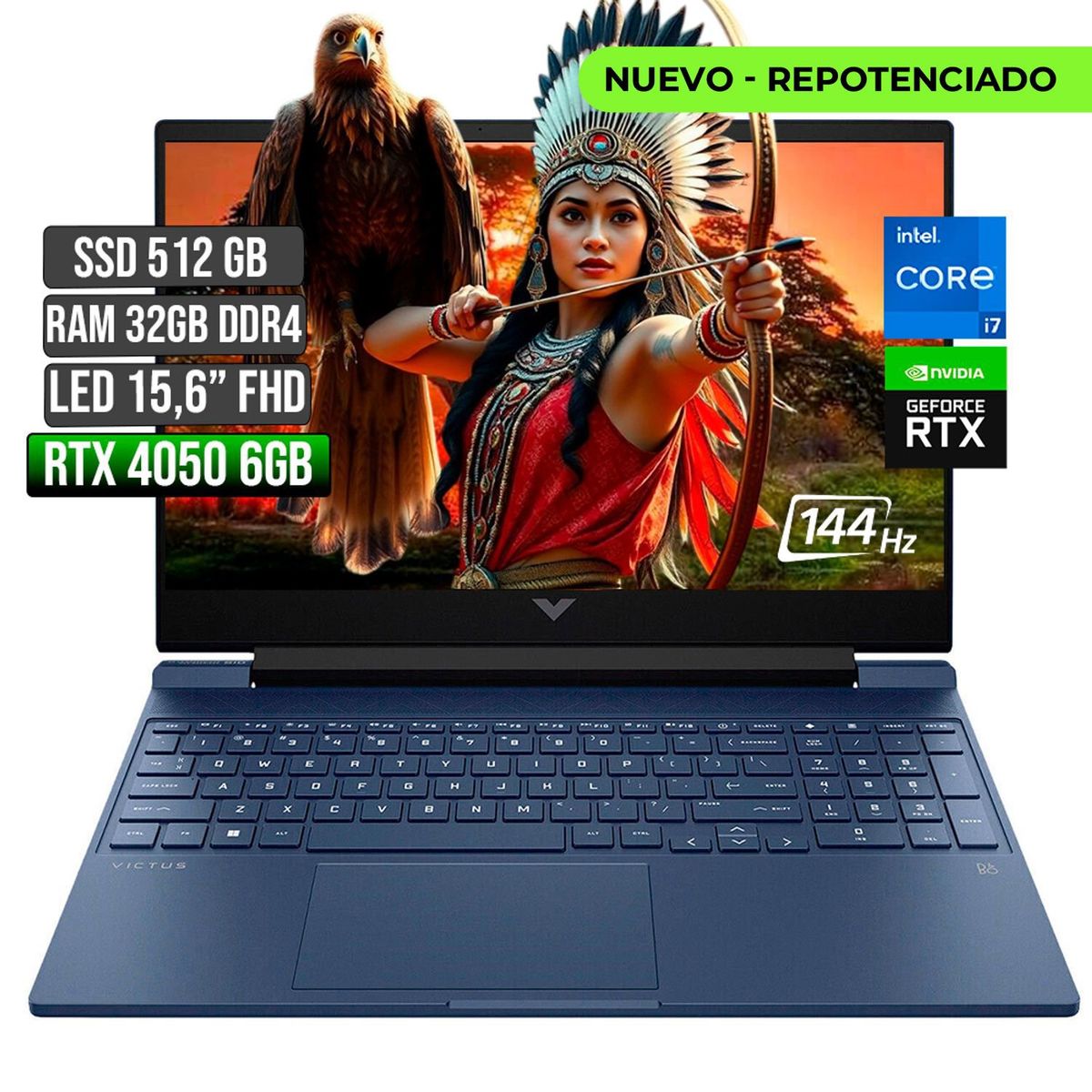HP - HP VICTUS INTEL CORE I7-12650H RTX 4050 6GB SSD 512GB RAM 32GB LED 15,6" FHD 144Hz
