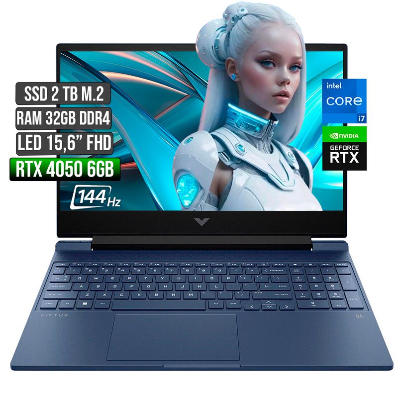 HP - HP VICTUS INTEL CORE I7-12650H RTX 4050 6GB SSD 2TB RAM 32GB LED 15,6" FHD 144Hz