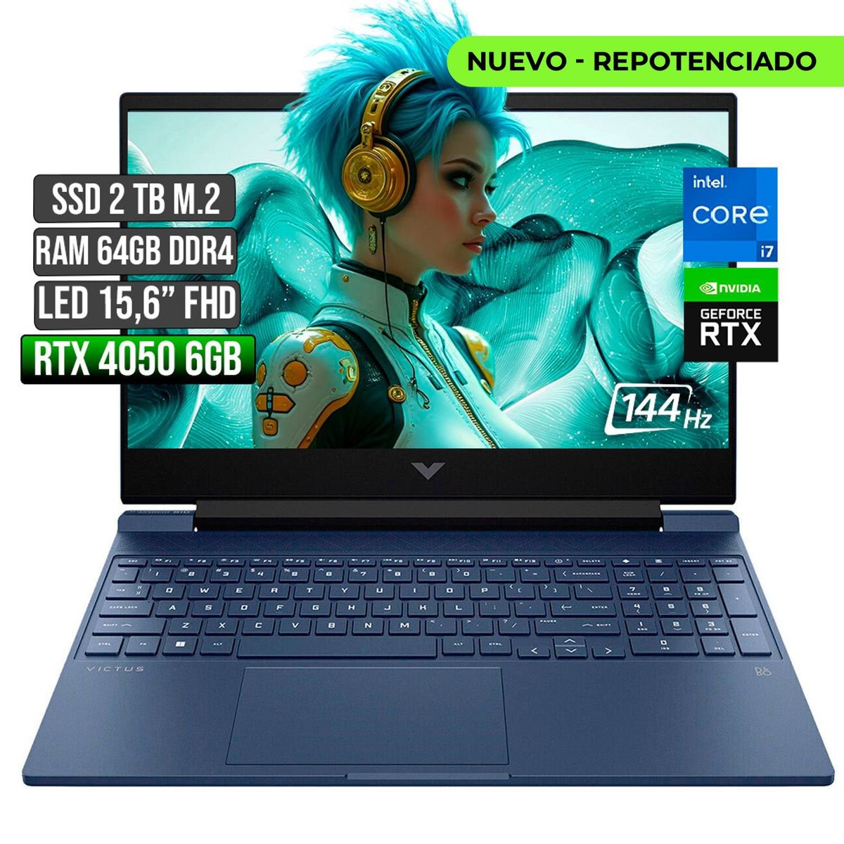 HP - HP VICTUS INTEL CORE I7-12650H RTX 4050 6GB SSD 2TB RAM 64GB LED 15,6" FHD 144Hz