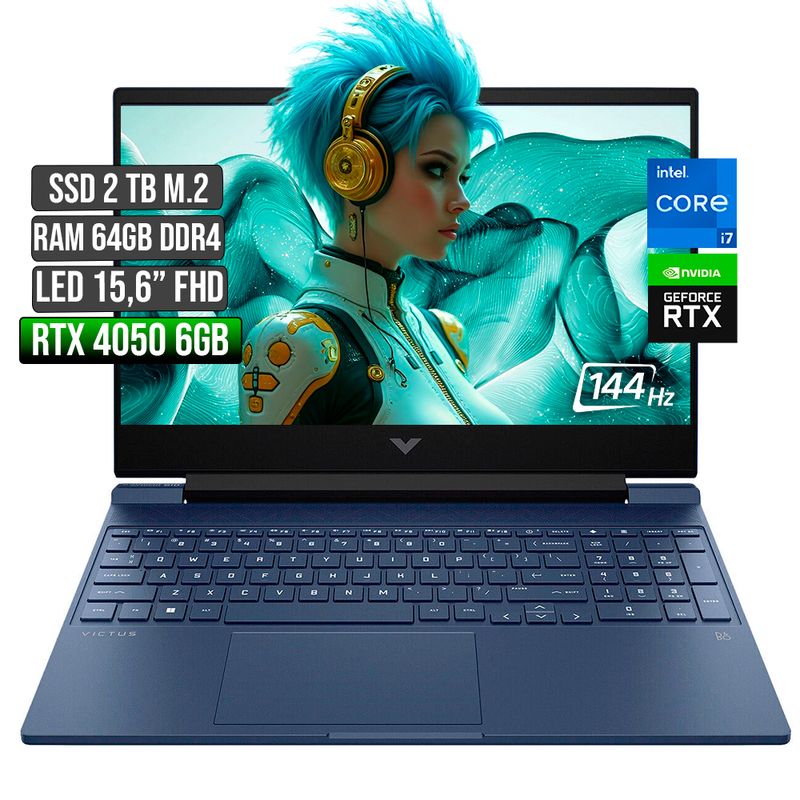 HP - HP VICTUS INTEL CORE I7-12650H RTX 4050 6GB SSD 2TB RAM 64GB LED 15,6" FHD 144Hz