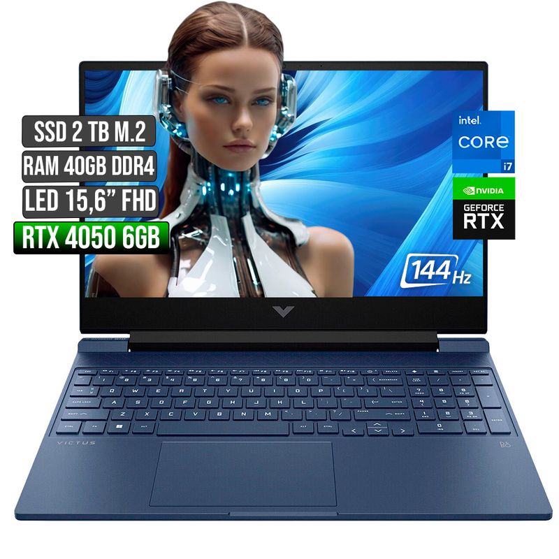 HP - HP VICTUS INTEL CORE I7-12650H RTX 4050 6GB SSD 2TB RAM 40GB LED 15,6" FHD 144Hz