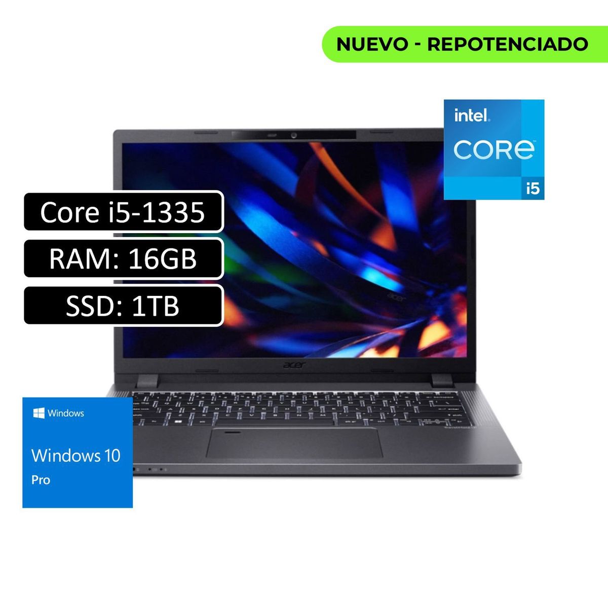 ACER - PORTATIL ACER TRAVELMATE - INTEL CORE I5 1335U - 16GB DDR4 - 1TB SSD - 14" WUXGA - WIN 11 PRO