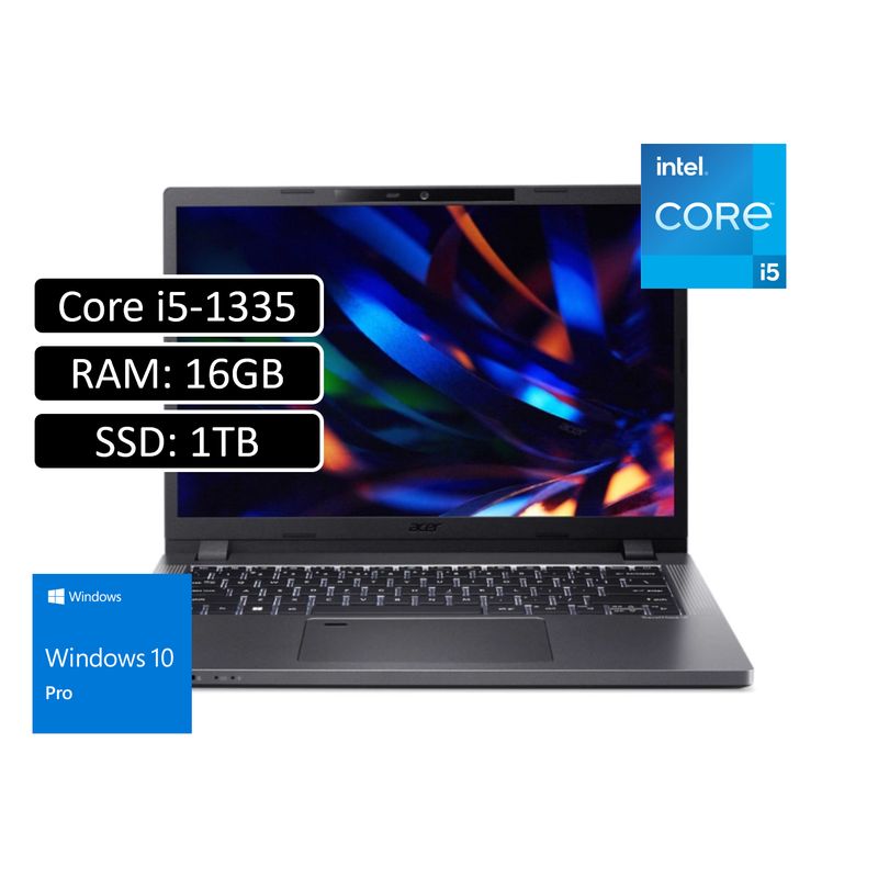 ACER - PORTATIL ACER TRAVELMATE - INTEL CORE I5 1335U - 16GB DDR4 - 1TB SSD - 14" WUXGA - WIN 11 PRO