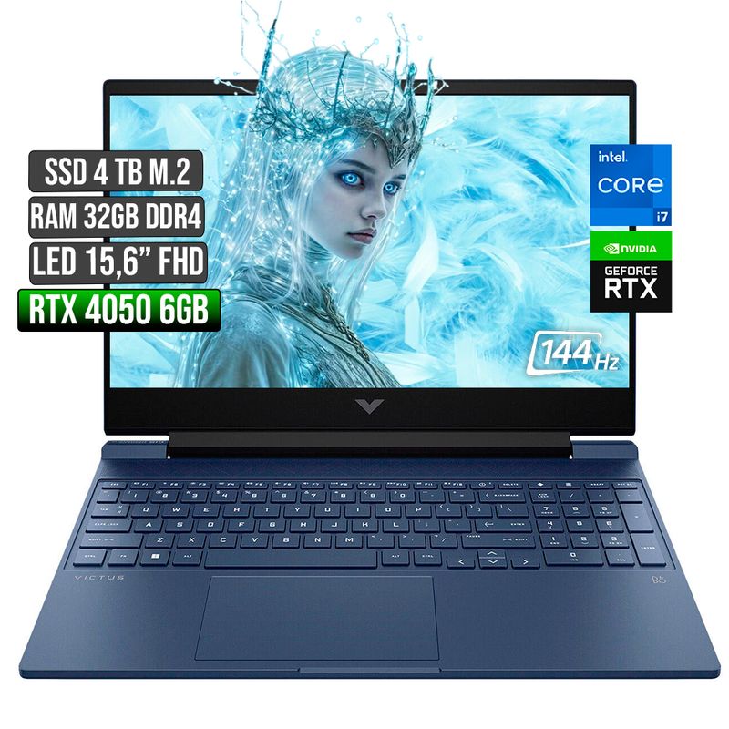 HP - HP VICTUS INTEL CORE I7-12650H RTX 4050 6GB SSD 4TB RAM 32GB LED 15,6" FHD 144Hz