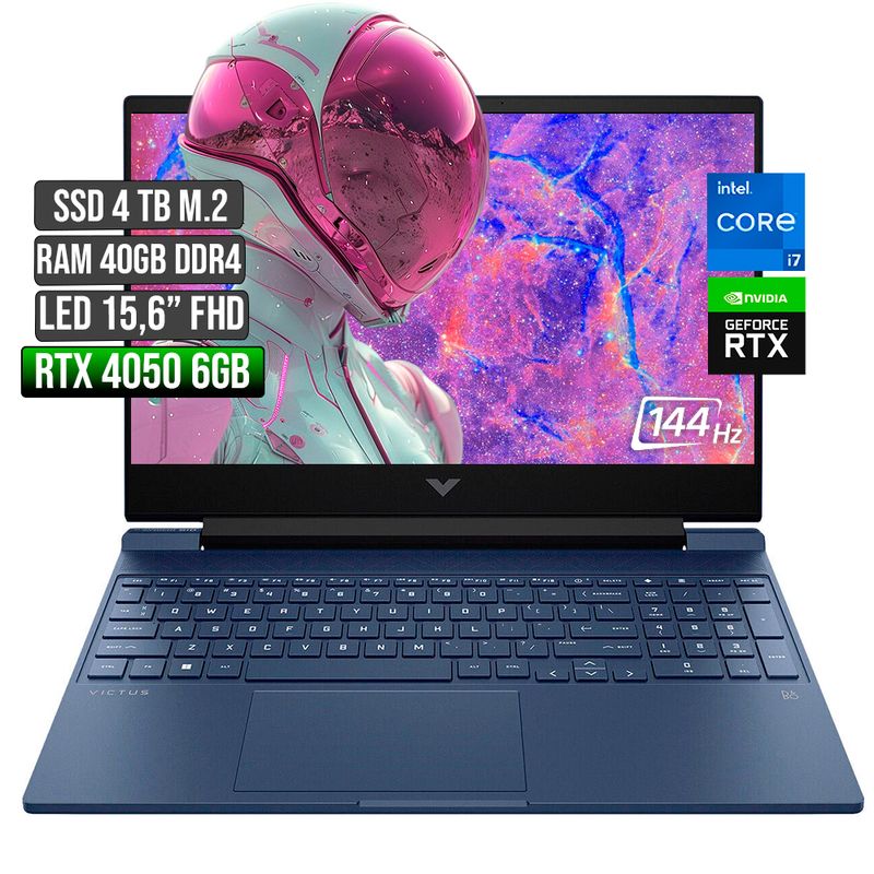 HP - Portátil Gamer HP Victus Intel Core I7 RTX 4050 4TB SSD 40GB RAM 15.6" FHD