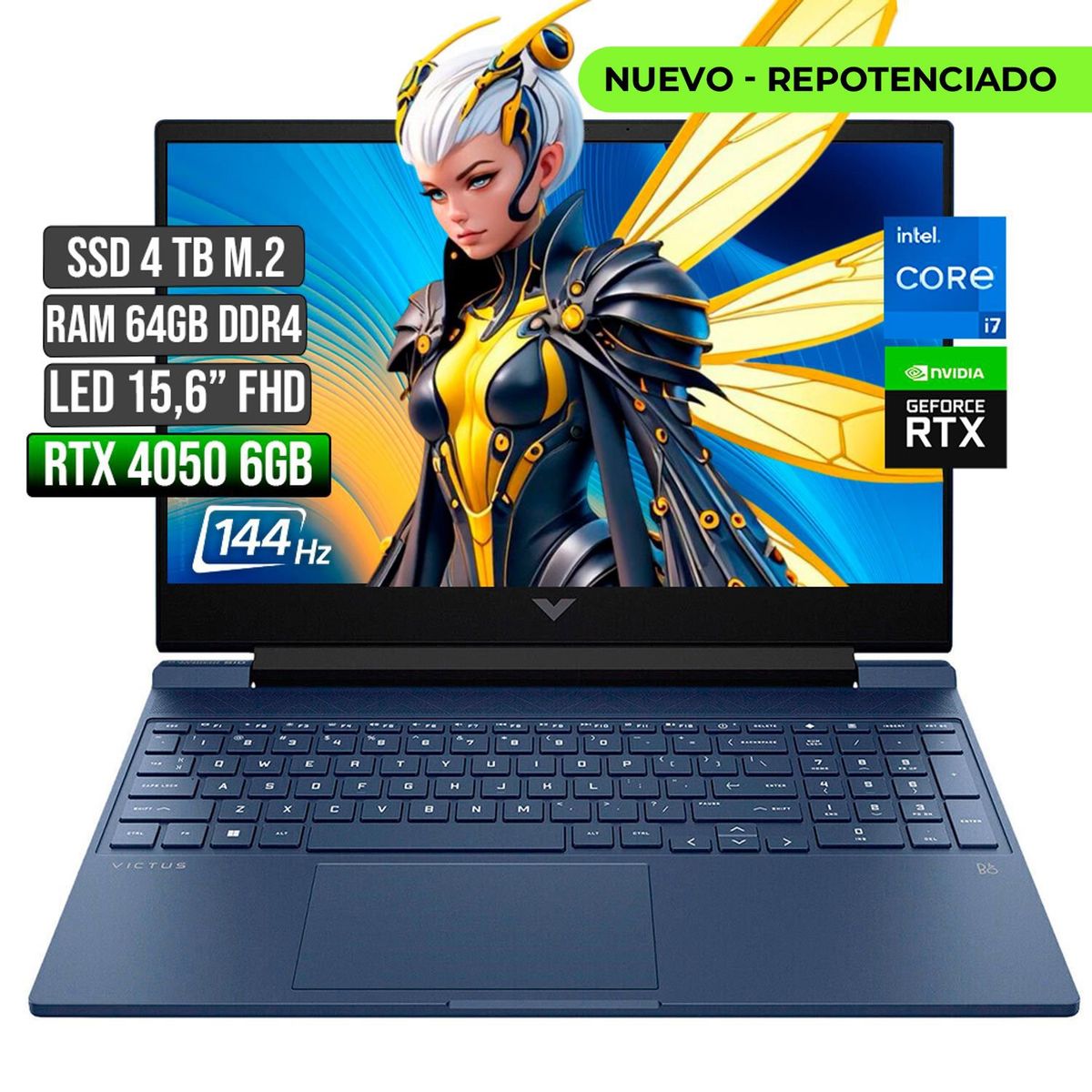 HP - HP VICTUS INTEL CORE I7-12650H RTX 4050 6GB SSD 4TB RAM 64GB LED 15,6" FHD 144Hz