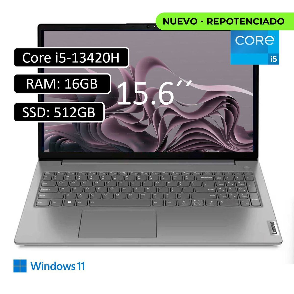 LENOVO - PORTATIL LENOVO V15 Intel Core I5-13420h RAM 16GB SSD 512GB PANTALLA 15,6" FHD - WIN 11 HOME