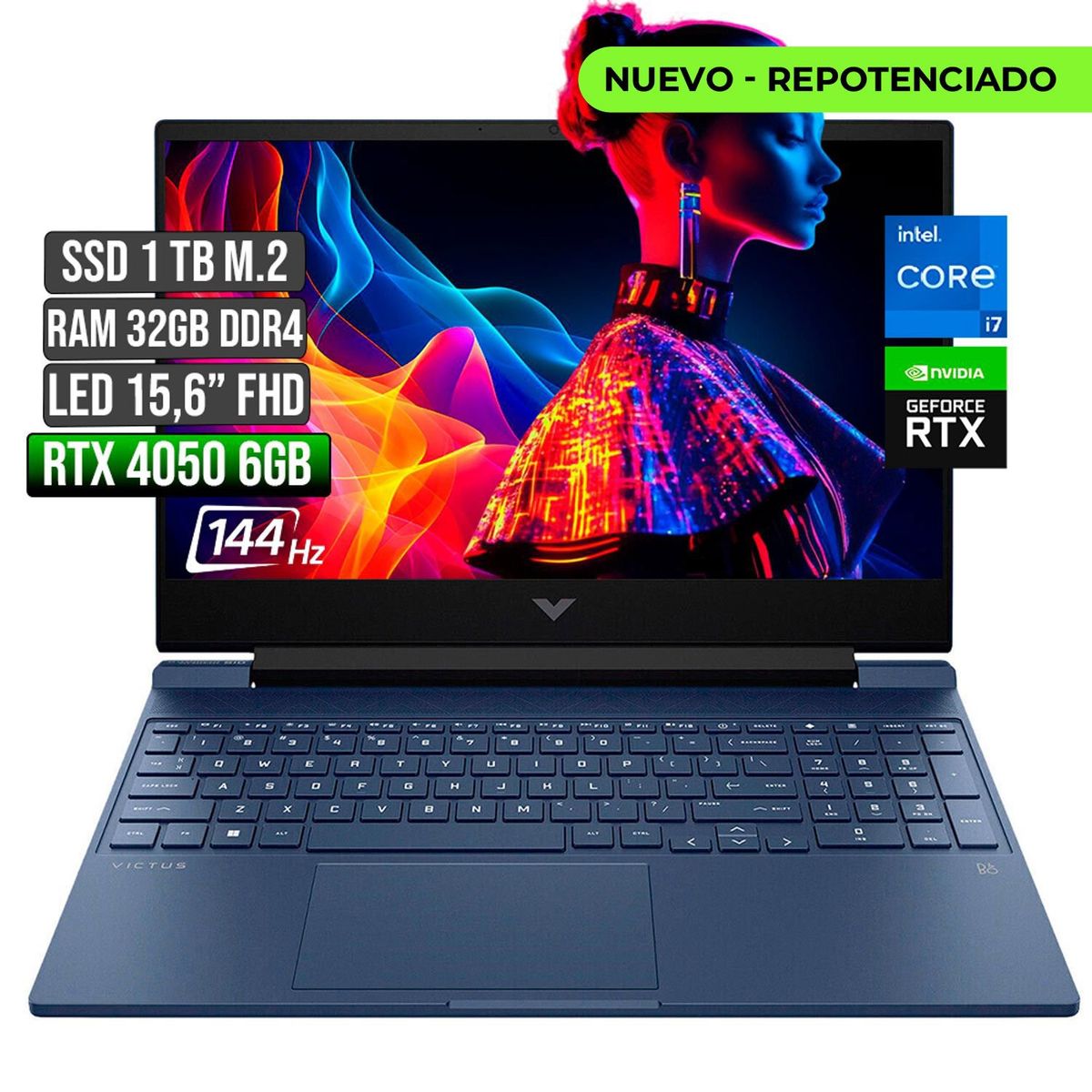 HP - Portátil HP Victus Intel Core I7 RTX 4050 32GB RAM 1TB SSD 15.6"