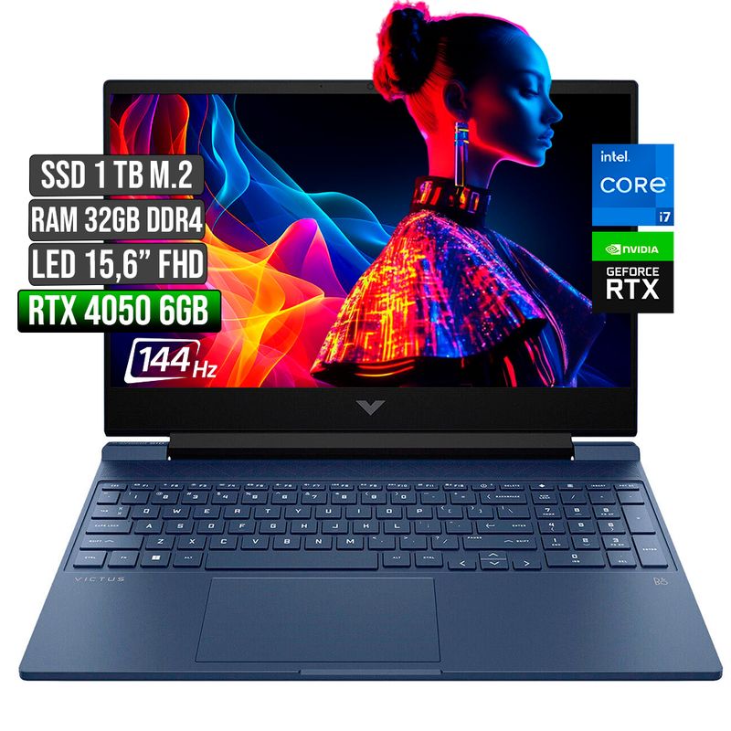 HP - HP VICTUS INTEL CORE I7-12650H RTX 4050 6GB SSD 1TB RAM 32GB LED 15,6" FHD 144Hz