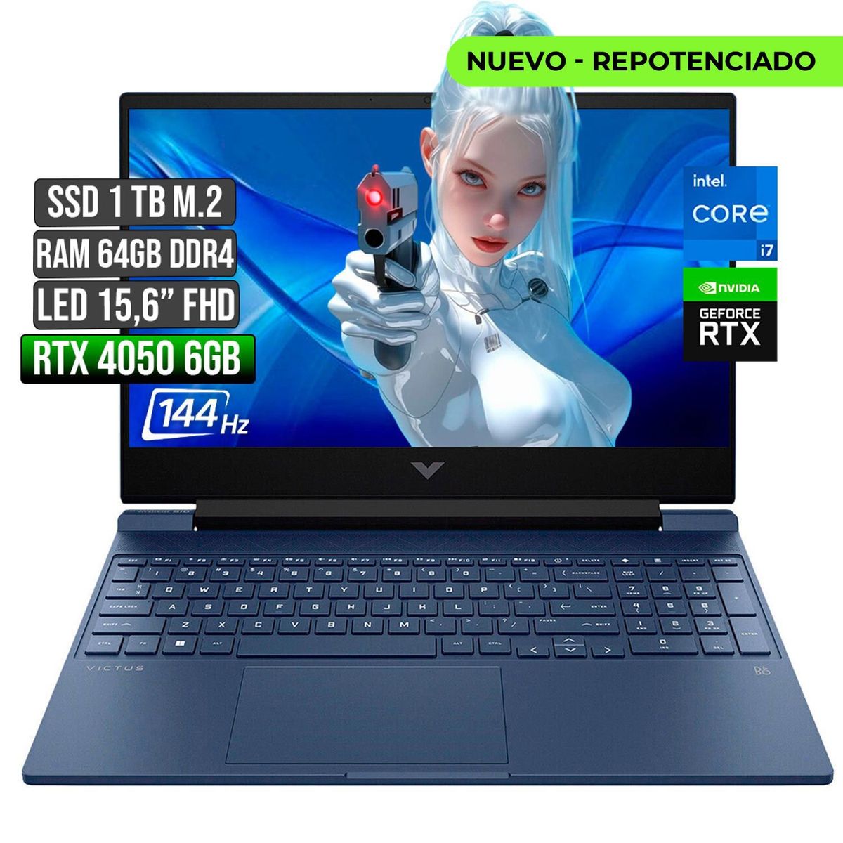 HP - HP VICTUS INTEL CORE I7-12650H RTX 4050 6GB SSD 1TB RAM 64GB LED 15,6" FHD 144Hz