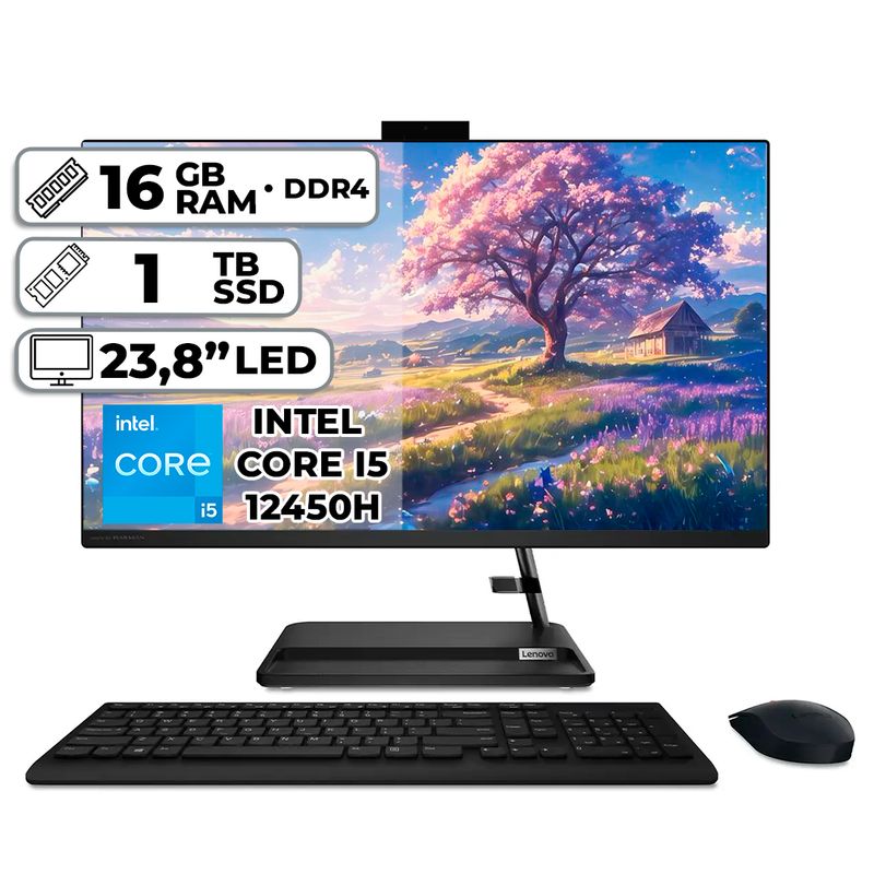 LENOVO - TODO EN UNO LENOVO 3 24IAP7 INTEL CORE I5 12450H 16GB RAM 1TB SSD PANTALLA 23.8″ FHD