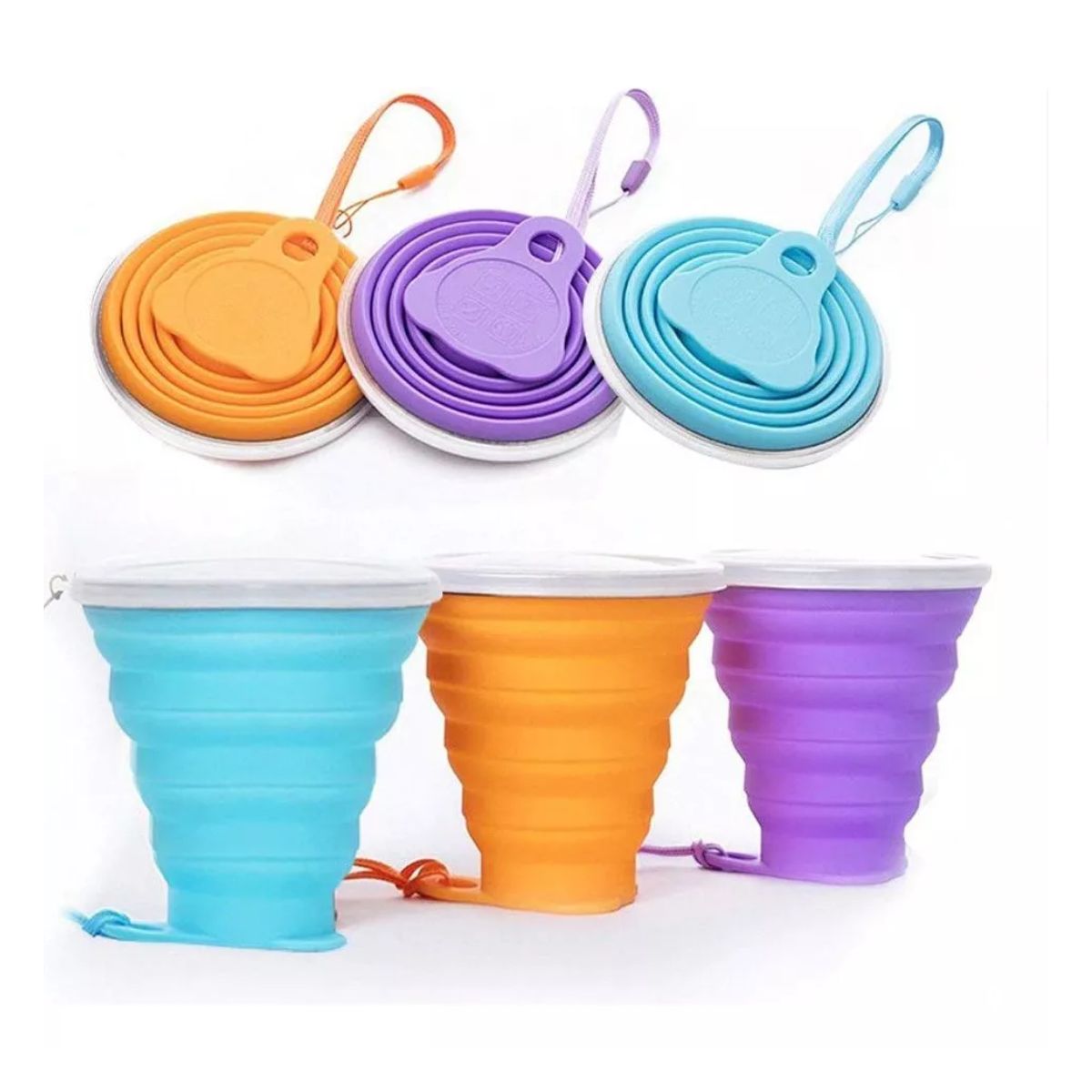 AFM - Vaso Reutilizable Portátil Plegable Con Tapa En Silicona