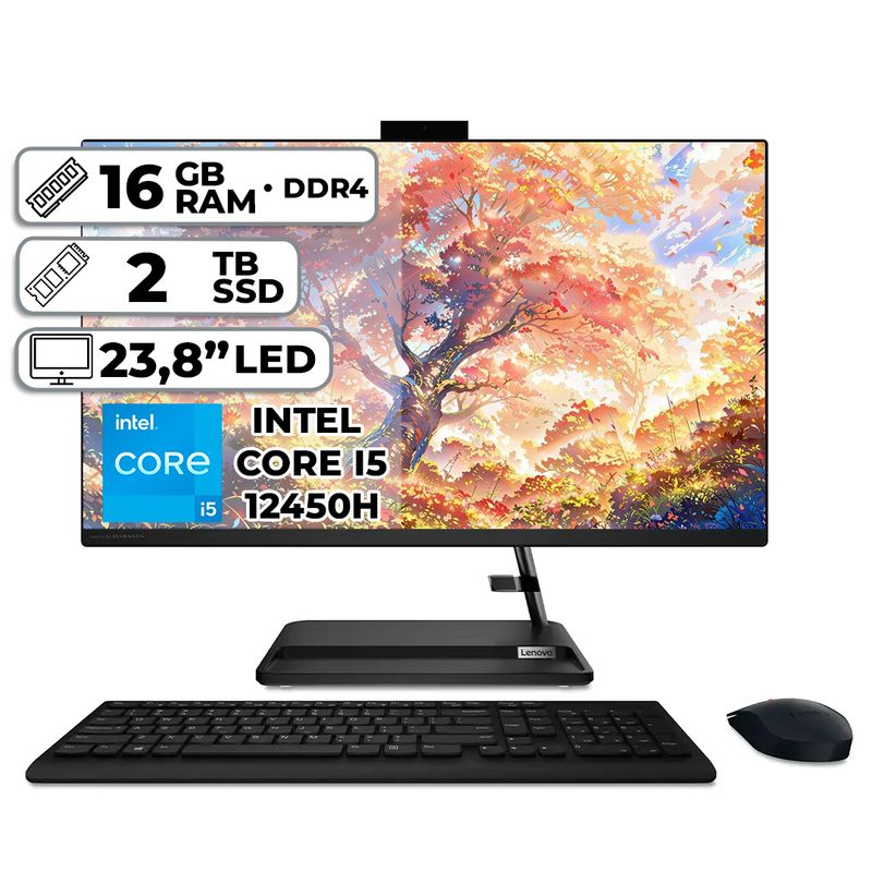 LENOVO - TODO EN UNO LENOVO 3 24IAP7 INTEL CORE I5 12450H 16GB RAM 2TB SSD PANTALLA 23.8″ FHD