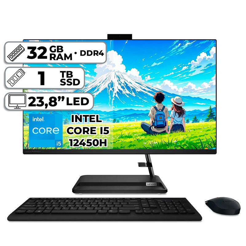 LENOVO - TODO EN UNO LENOVO 3 24IAP7 INTEL CORE I5 12450H 32GB RAM 1TB SSD PANTALLA 23.8″ FHD