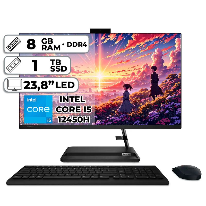 LENOVO - TODO EN UNO LENOVO 3 24IAP7 INTEL CORE I5 12450H 8GB RAM 1TB SSD PANTALLA 23.8″ FHD
