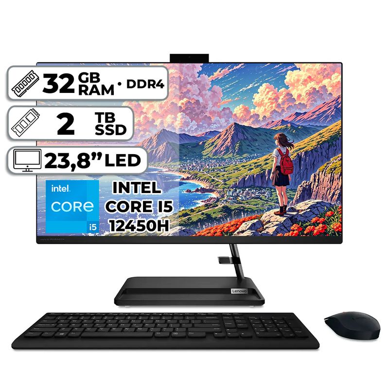 LENOVO - TODO EN UNO LENOVO 3 24IAP7 INTEL CORE I5 12450H 32GB RAM 2TB SSD PANTALLA 23.8″ FHD