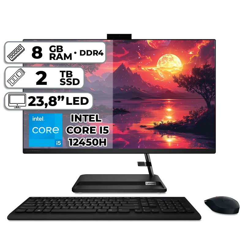 LENOVO - TODO EN UNO LENOVO 3 24IAP7 INTEL CORE I5 12450H 8GB RAM 2TB SSD PANTALLA 23.8″ FHD