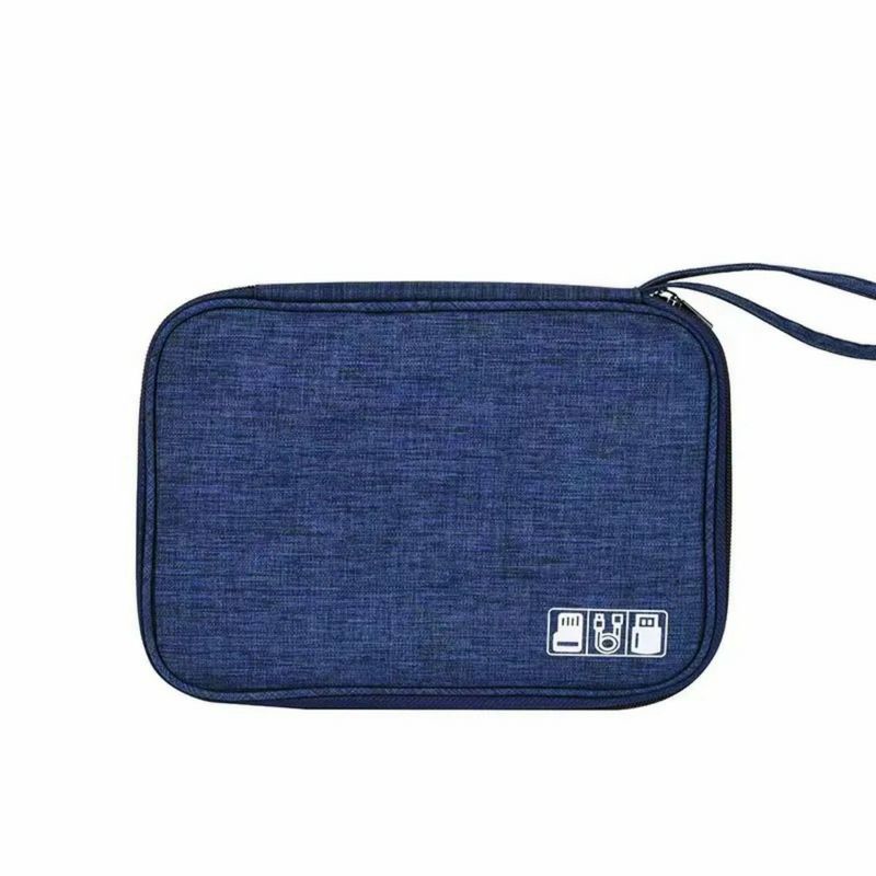 GENERICO - ESTUCHE CARTUCHERA ORGANIZADOR CABLES VIAJE ALMACENAR-AZUL
