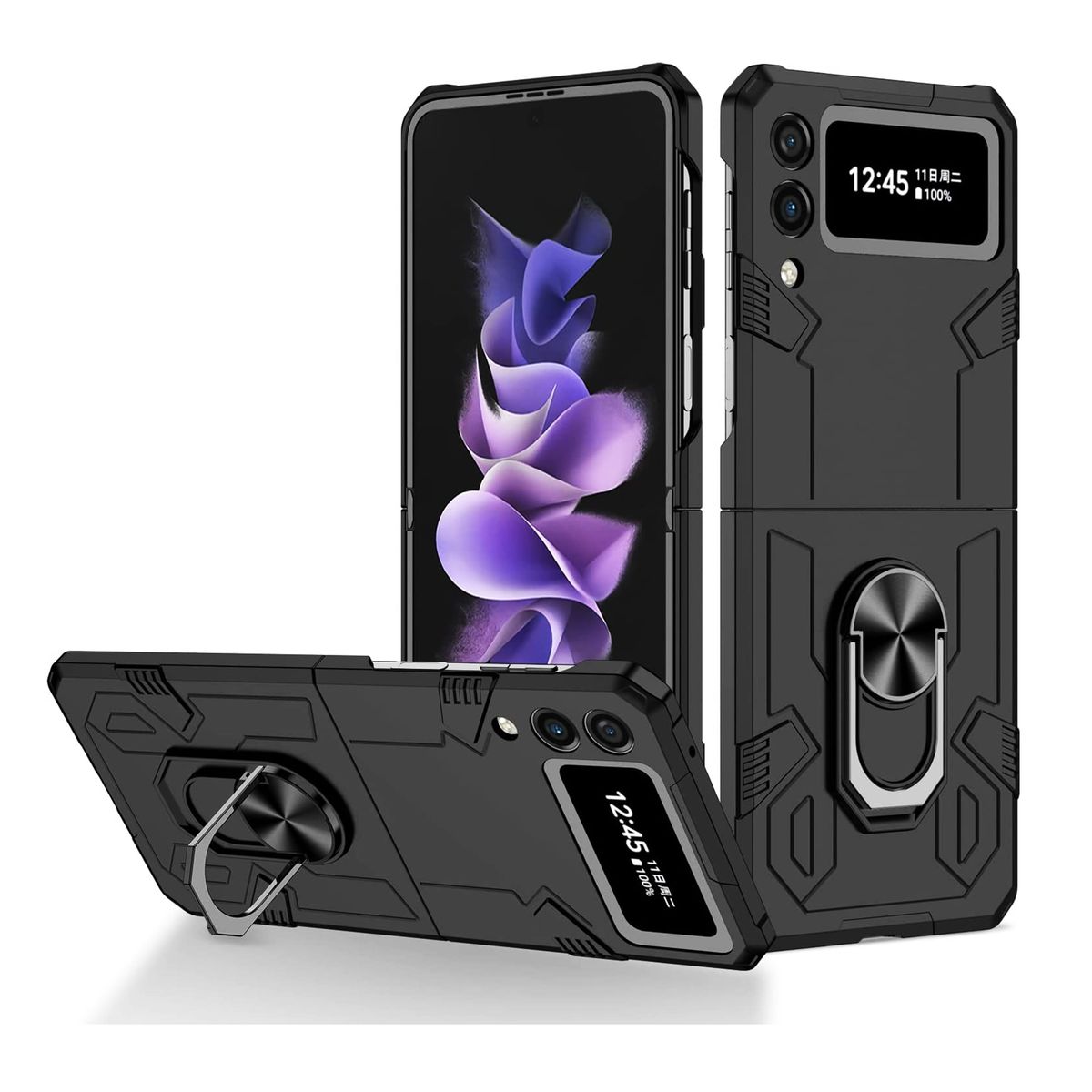 GENERICO - Funda Case Protector Compatible Samsung Z Flip 3 Negro