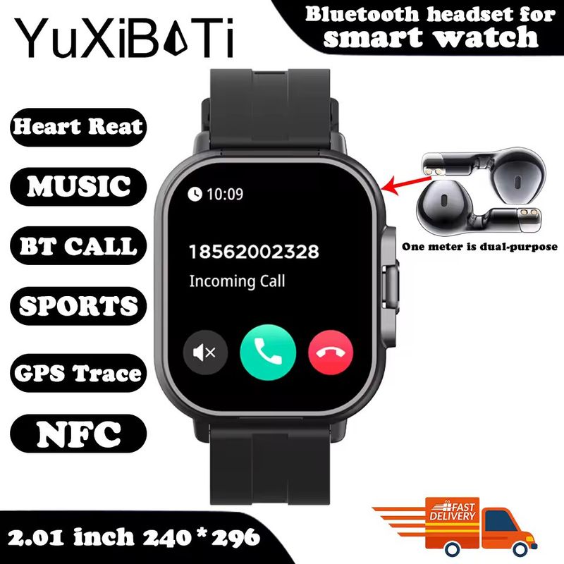 GENERICO - Reloj inteligente 2 en 1+ auriculares para hombre,SmartWatch Bluetooth