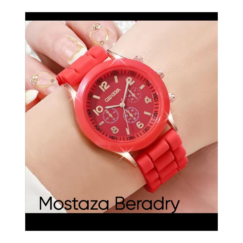 GENERICO - HERMOSO RELOJ CUARZO ROJO  PULCERA DE SILICONA