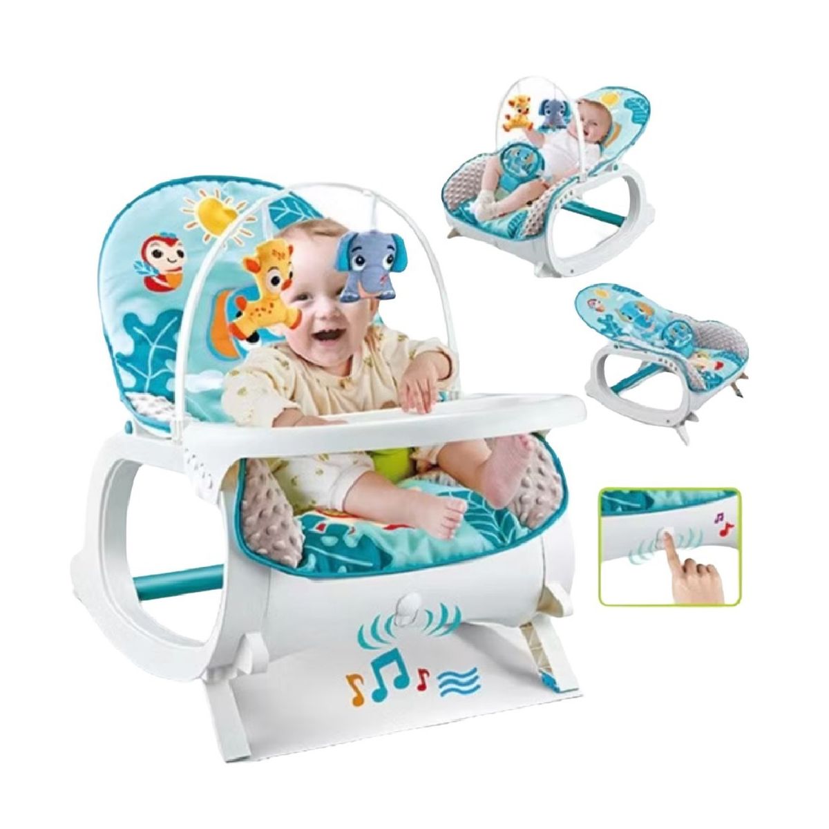 GENERICO - Silla Mecedora Vibradora Crececonmigo Musical Doble Bandeja