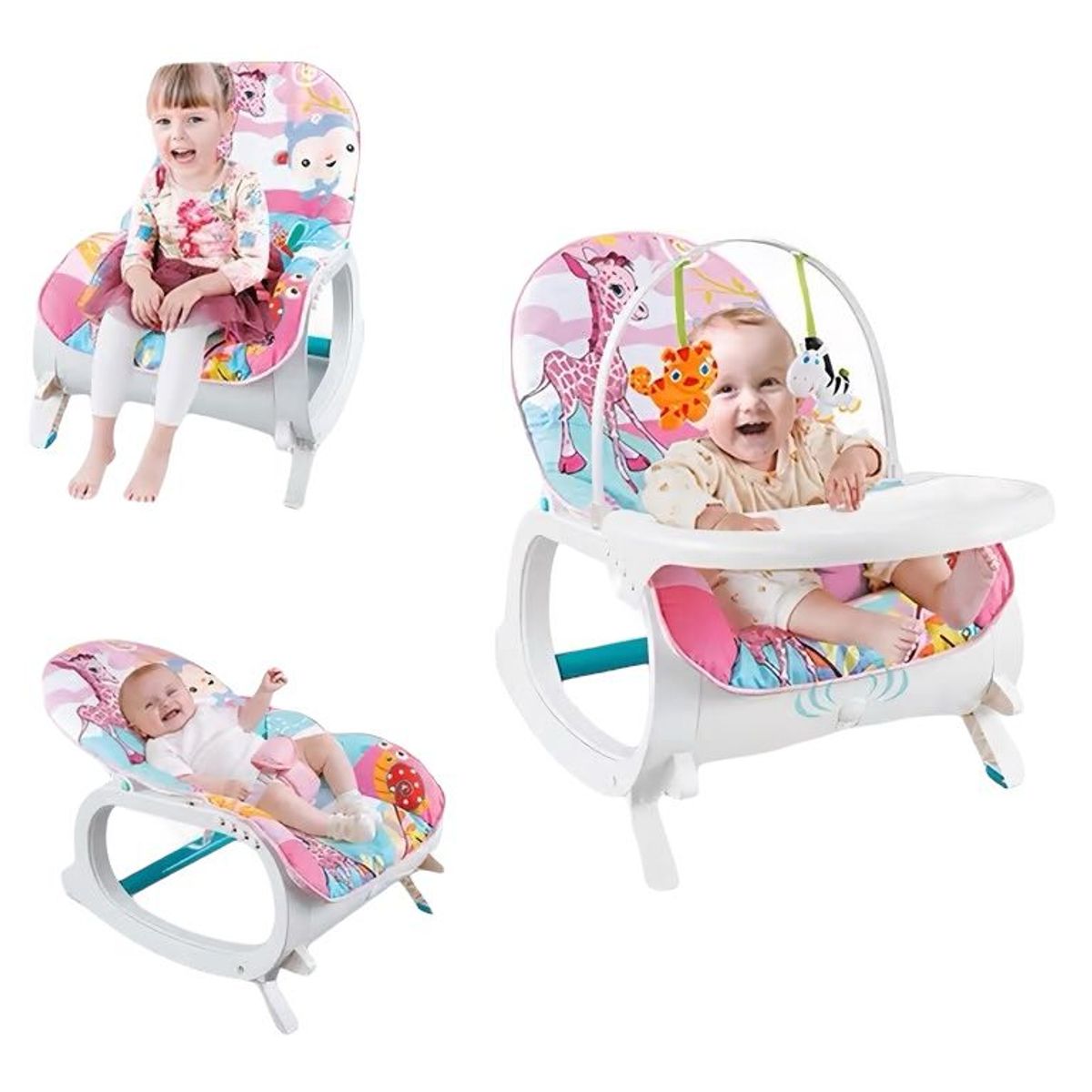 GENERICO - Silla Mecedora Vibradora Crececonmigo Musical Doble Bandeja