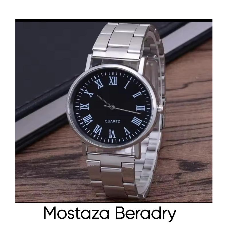 GENERICO - RELOJ ELEGANTE NEGRO CUARZO CON CORREA DE ACERO PARA HOMBRE