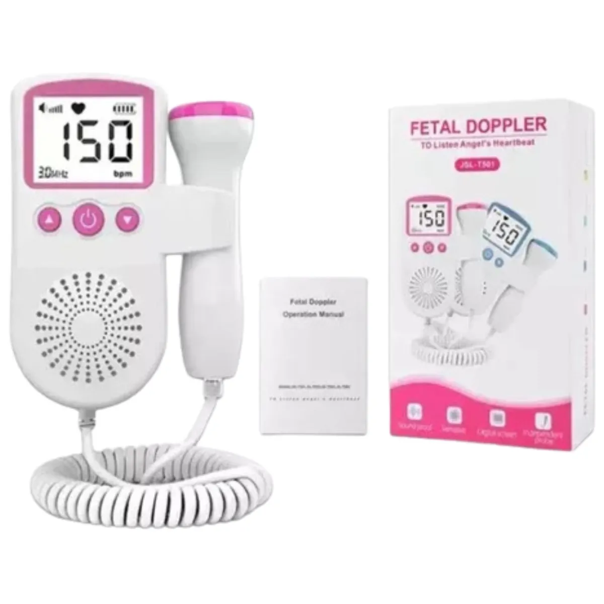 GENERICO - Doppler Monitor De Latidos Fetales Prenatal Bebe+Gel+Pila AA