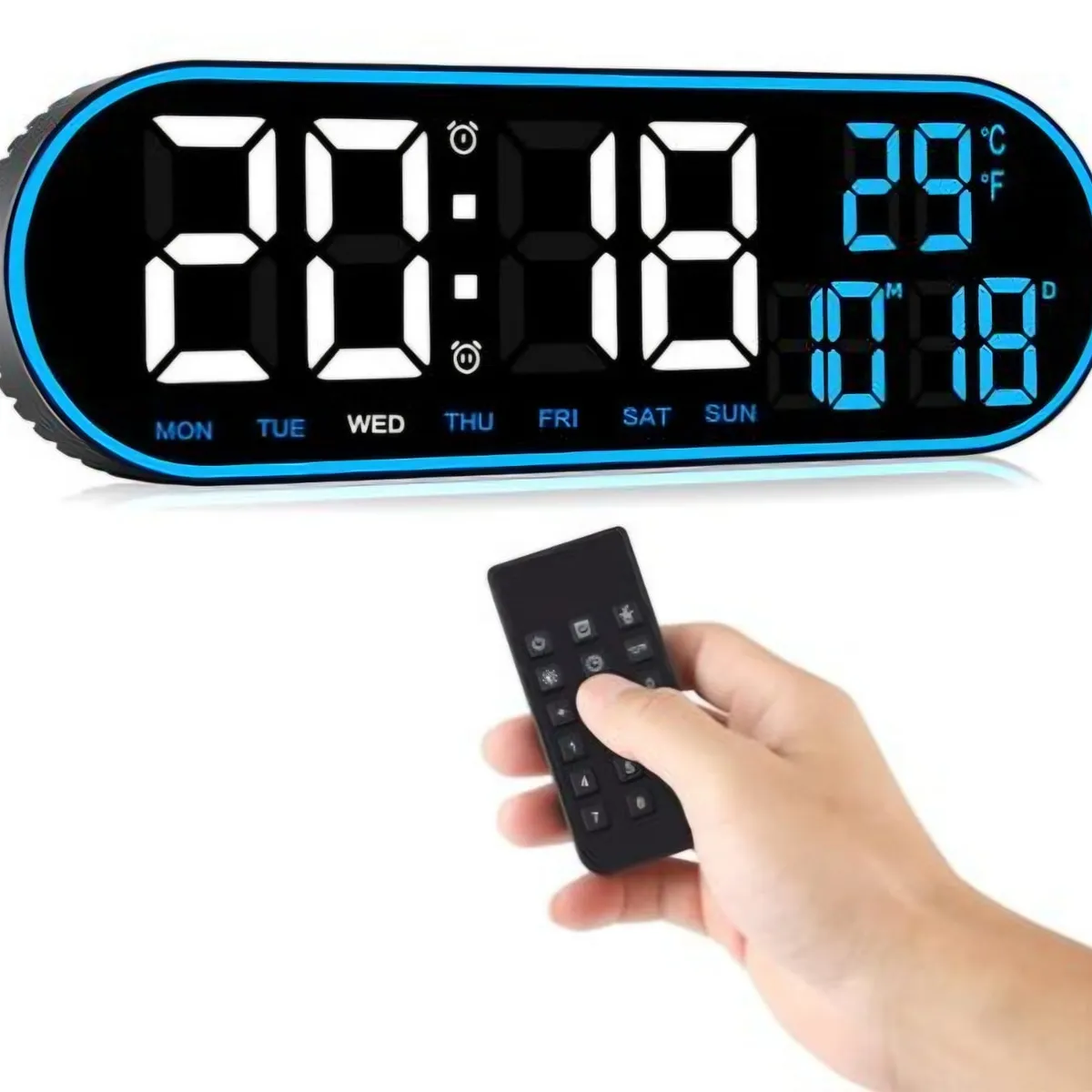 GENERICO - Reloj Inteligente Digital De Pared Control Remoto Luz Led