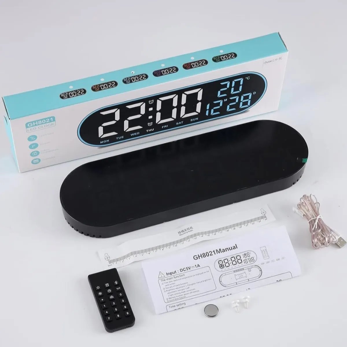 GENERICO - Reloj Inteligente Digital De Pared Control Remoto Luz Led