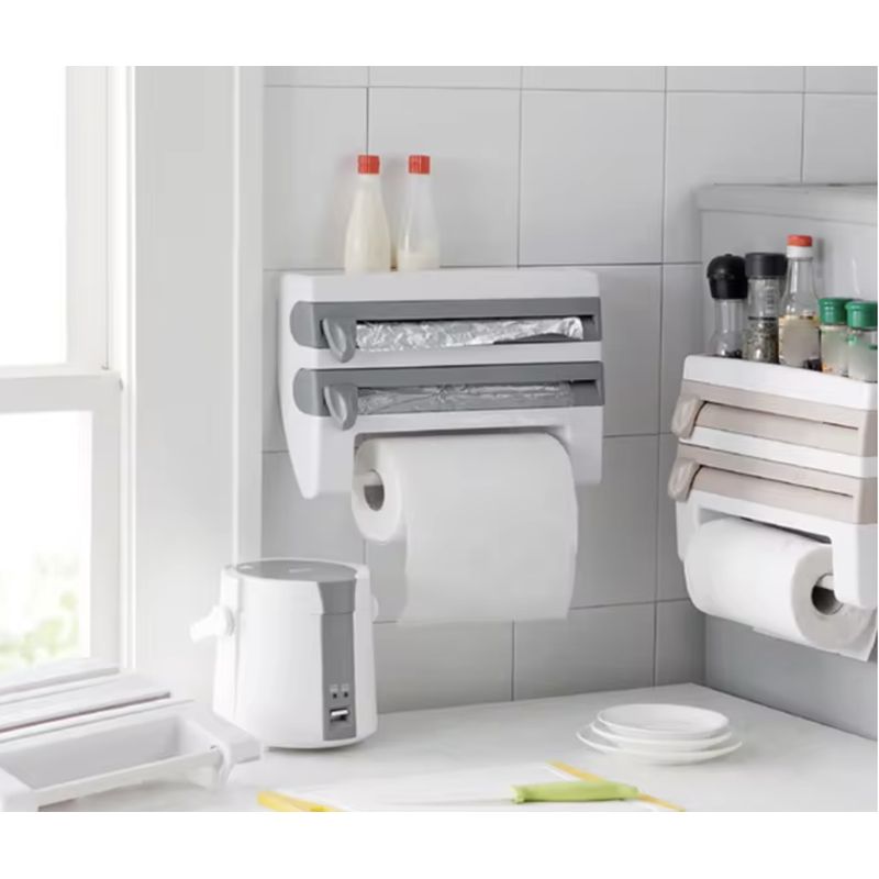 GENERICO - Porta Rollos Dispensador Cocina 4en1 Cortador Aluminio Papel