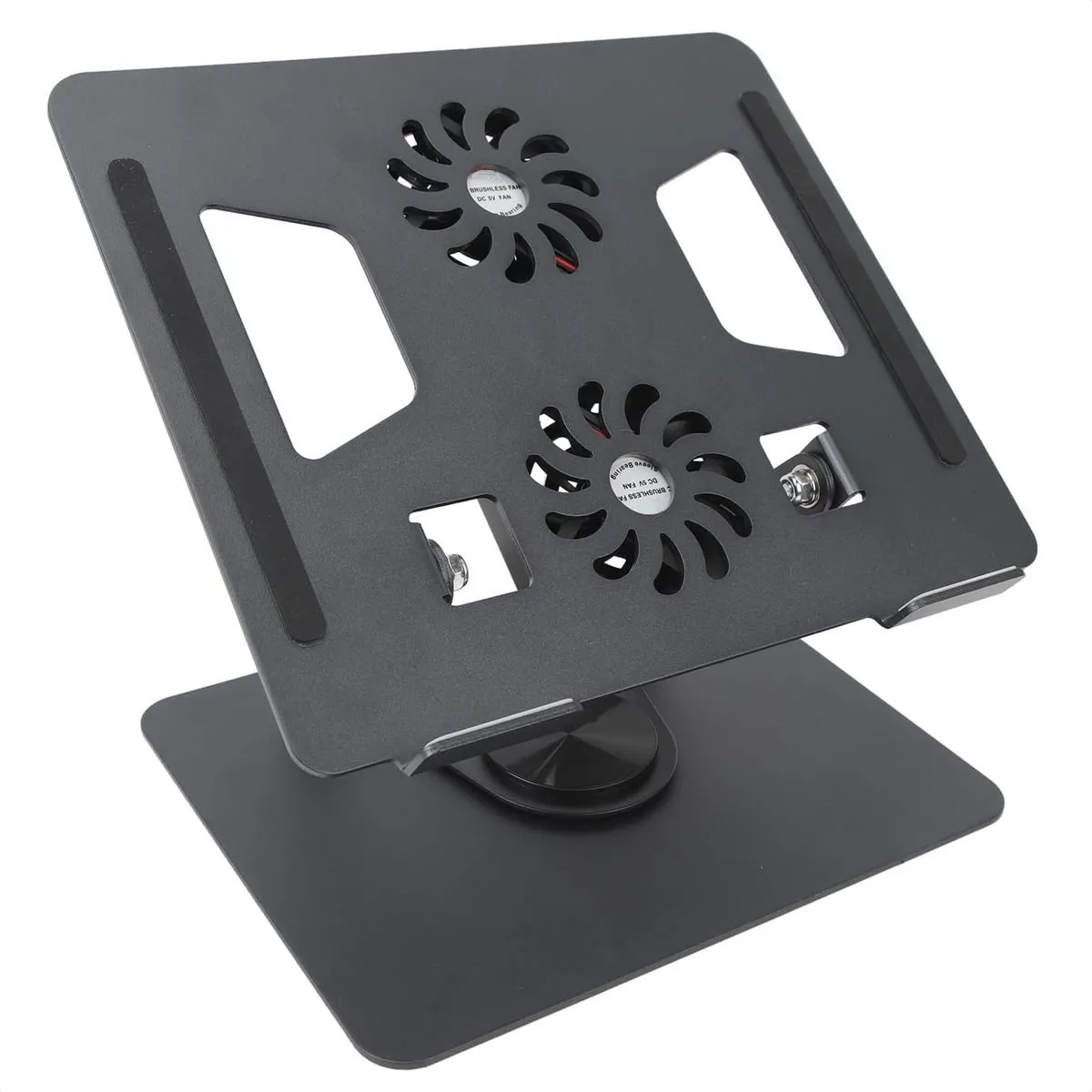 GENERICO - Base Portátil Plegable Metálica Con 2 Ventiladores Gira 360°