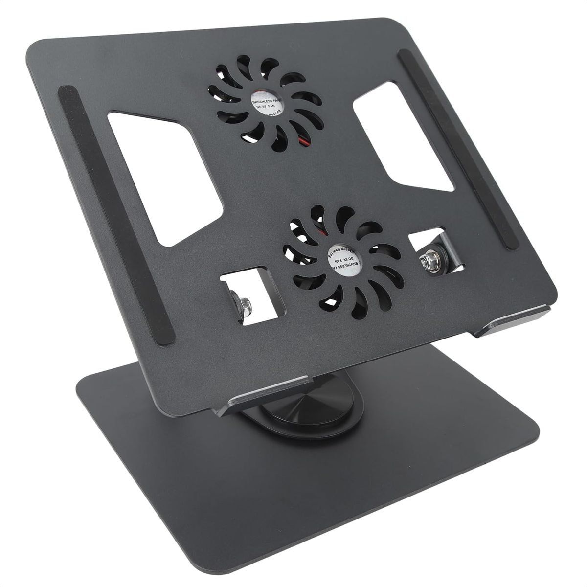 GENERICO - Base Portátil Plegable Metálica Con 2 Ventiladores Gira 360°