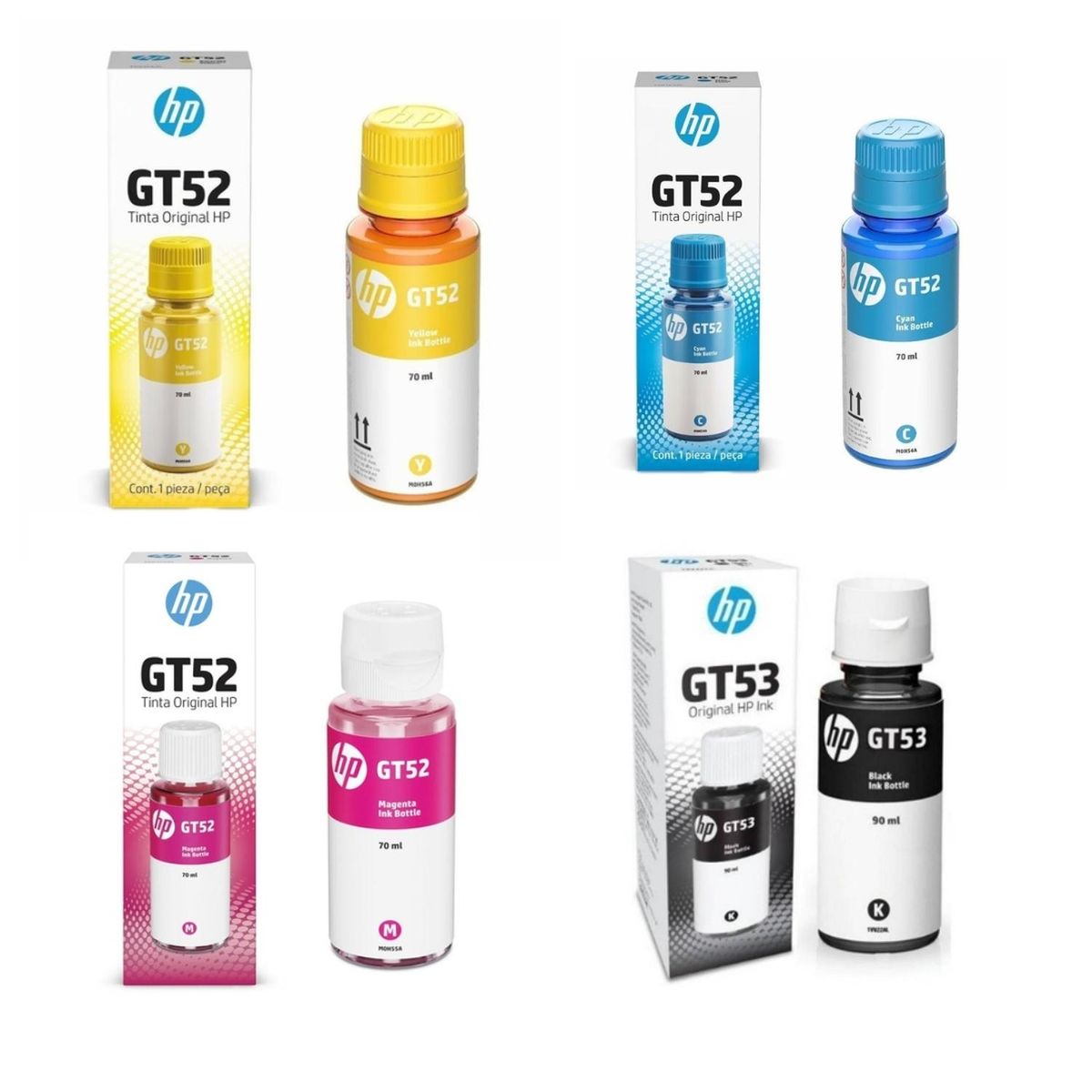 HP - Kit tintas GT52 Amarilla, Cian, Magenta + GT53 Negra